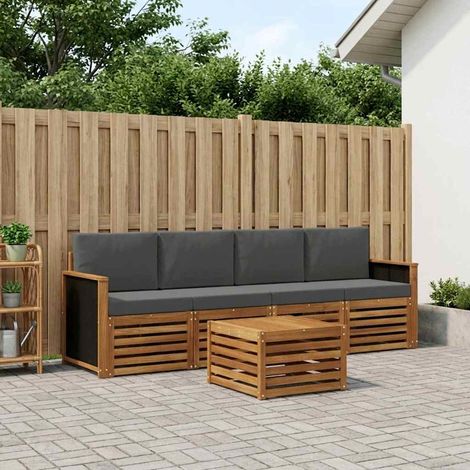 vidaXL  Outdoor Sofa Set  5 pcs Natural and Anthracite Solid Acacia Wood