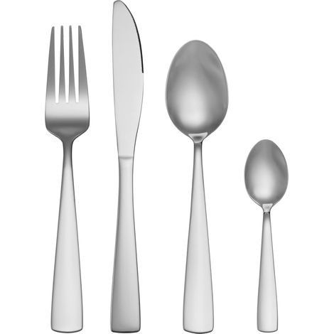 Mikasa Harlington - Set de couverts de acier inoxydable de 24 pièces, set de couverts argentés pour 6, comprend 6 couteaux, 6 fourchettes, 6 cuillères de cuillères à dessert et 6 cuillères à café, con