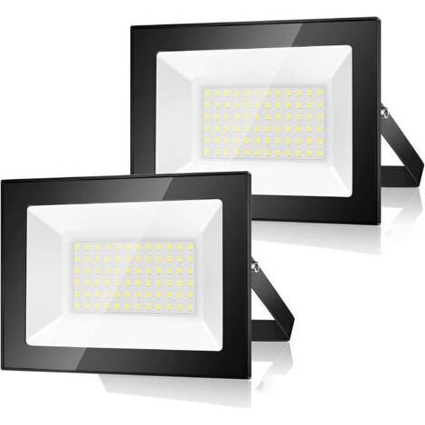 2PCs 50W Projecteur LED Exterieur 5000LM 6500K Spot LED Extérieur IP66 Blanc Froid Pour Patio, Garage, Jardin, Terrasse, Usine (1/4)