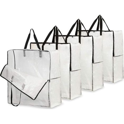 Set mit 4 großen, transparenten Aufbewahrungstaschen 60 x 60 cm mit Griffen (Artikelnummer: 96260941 Angebot: lehua25.5.29-5) (1/4)