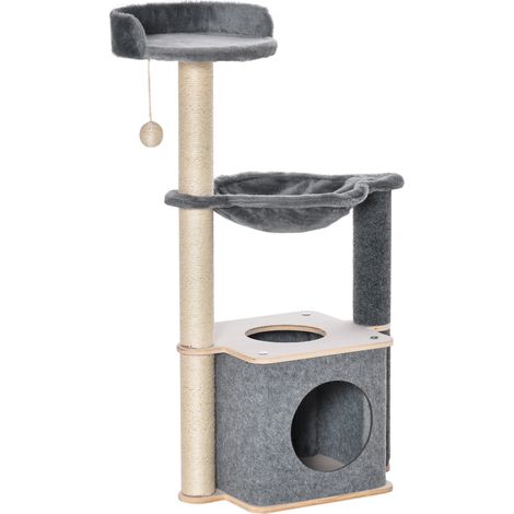 PawHut Albero Tiragraffi Multilivello Palestra per Gatti con Casetta (1/5)