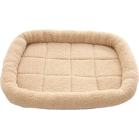 Pet Nest Dog Cat Bed Rectangular Bed Warm Plush Nesting Box Bedding Cushion Washable Mattress for Small Medium Dogs Cats 60x50cm Beige 60×50CM (1/5)