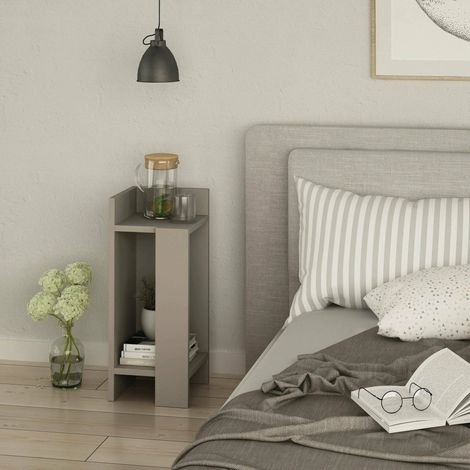 Dmora - Nachttisch Celestia, Niedrige Kommode, Tisch, Multifunktionaler Nachttisch, 25x27h60 cm, Taube, mit verstärkter Verpackung (1/3)