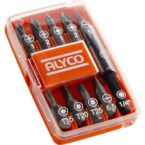 JUEGO 10 PZAS DE PUNTAS DE 1/4" EN CAJA DE PLÁSTICO ALYCO ORANGE