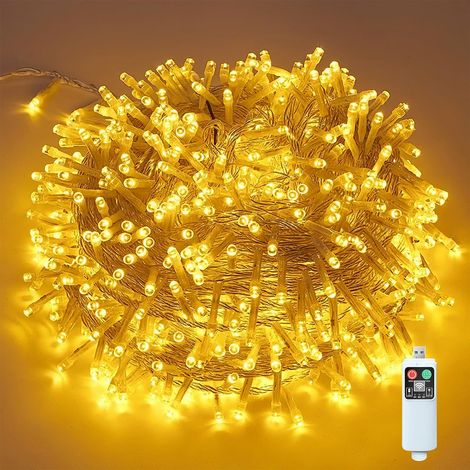 400LED,40m guirlande lumineuse à Pile Rechargeable USB, Dimmables 8 Modes, Intérieur & Extérieur, Timer, IP44 (400LED)