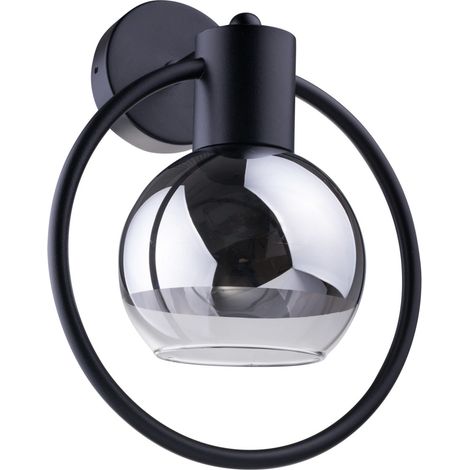 Applique Linda nera vetro argento E27 15W Sigma Lighting