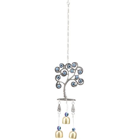 Pendentif en forme d'arbre aux yeux bleus, porte-bonheur, ornement portable en métal et verre pour éloigner les mauvais esprits, convient à la décoration de voiture ou de bureau. (1/5)