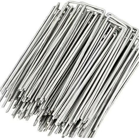 100 agrafes de jardin en forme de U, piquets de jardin robustes pour tentes de jardin et bâches (10 x 4 cm) (1/5)
