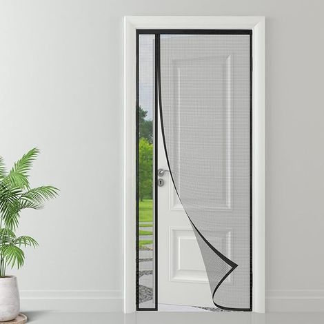 Zanzariera magnetica ad apertura laterale 90x220 cm, facile installazione senza foratura, protezione da zanzare e insetti per porte, finestre/balconi - Nera