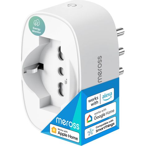 Meross Presa WiFi Italiana, Presa Smart con Monitoraggio Energia, Presa Intelligente Compatibile con Apple HomeKit, Alexa e Google Home, Funzione Timer, Controllo Remoto, 3840W, 16A, 2,4GHz, 1 Pezzo (1/5)
