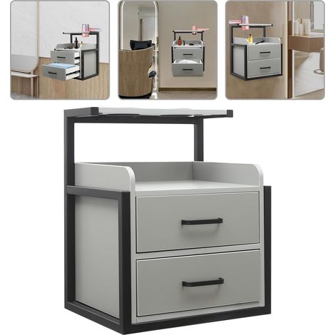 Armoire murale pour salon, 40 x 30 x 48 cm, montage mural, table de salon, table de commande, meuble de coiffure, armoire à outils, pour spas, coiffeurs, magasins de coiffure, etc. (noir et gris) (1/5)