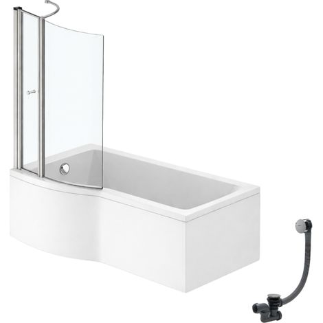 Pack baignoire bain douche 150 x 80 cm gauche IDEAL STANDARD Connect Air + tablier + pare bain avec volet + vidage Chromé