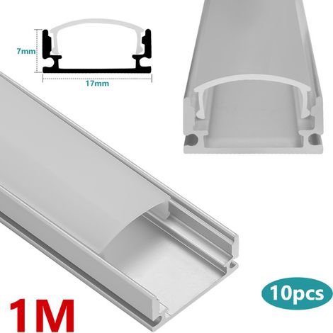 SWANEW 10x 1m LED profilo in alluminio striscia angolare strisce bianche guida in alluminio.Forme-U (1/5)