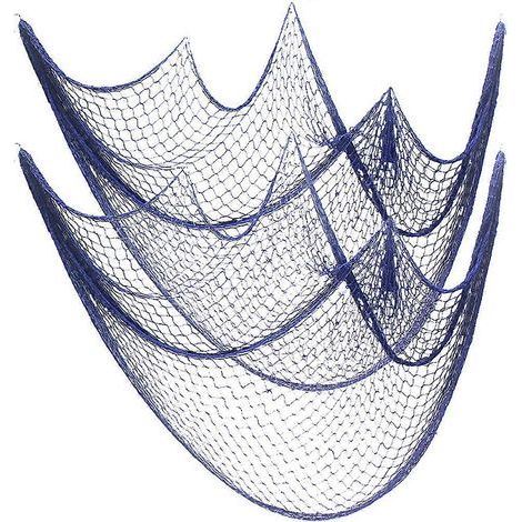 Set mit 2 Wanddekorationen in Form von Fischernetzen im maritimen Stil, ideal als Foto-Requisite. Hängendes Fischernetz. – 200 x 100 x 0,3 cm – Blau (1/4)
