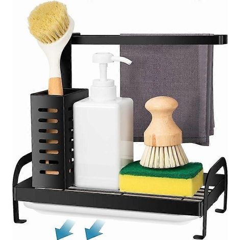 Veranstalter Evier, Sortiment unter vier und Acier Inoxydable Noir Parfait für Ranger Les Ponges, Chiffons, Torchons und Autres Cuisine Accessories (B)