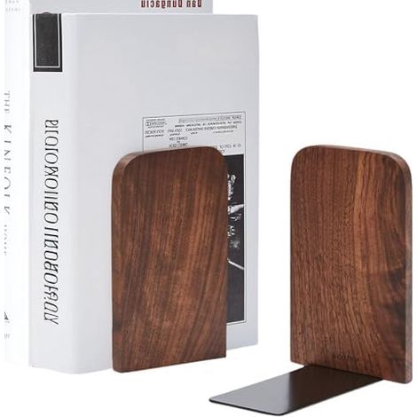 Buchstützen Holz 2 Stück (1 Paar) Walnussholz 17 x 12 x 10,5 cm - Bookends Buchstütze Holz Bücherstütze Bücherhalter DVD Regal für Zuhause, Büro und Schule