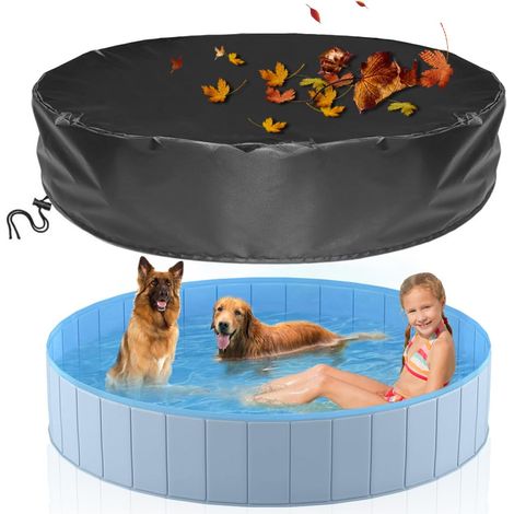 Housse de piscine ronde pour chien - 160 x 30 cm - En Oxford 210D - Pliable - Résistante aux UV - Bâche de protection imperméable pour pataugeoire pour chien et piscine pour enfants (1/5)