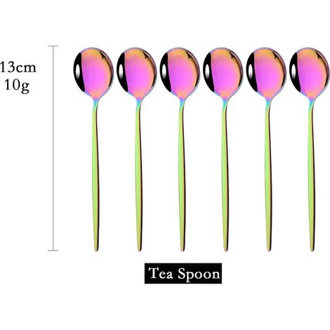(Coloré, 6 cuillères à café) Acier inoxydable, vaisselle de cuisine