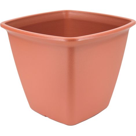 Iris Ohyama, Pot pour plantes Jardinière carrée avec système de drainage/réservation de l'eau pour le jardinage - Square Plant Pot 360, Marron
