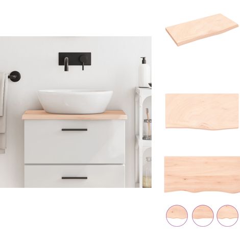 Comptoir de salle de bain 60x30x2 cm bois massif non traité - Comptoir Salle De Bain - Comptoir Bois - Plan De Travail Salle De Bain - Meuble Lavabo - Chêne Massif (1/5)