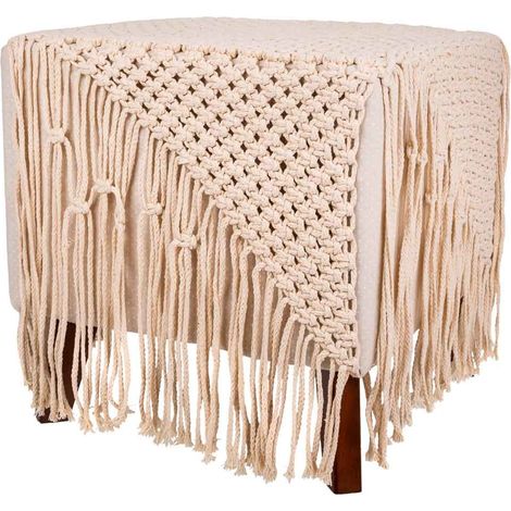 Puff de algodón trenzado color crema 45x45x45