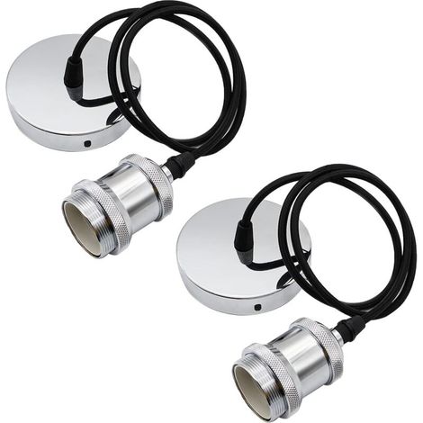 Juego de 2 lámparas colgantes E27 con anillo de rosca, casquillo E27 con cable textil ajustable de 100 cm de largo, cable de suspensión para iluminación de techo en sala de estar, dormitorio, cocina (