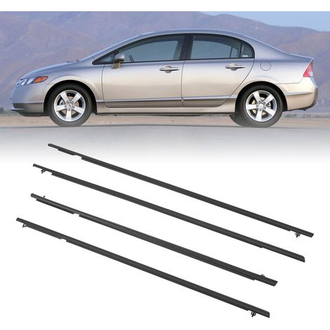 Ensemble de 4 pièces de joints d'étanchéité pour portes et fenêtres, pièces de garniture moulées, bandes d'étanchéité pour vitres de voiture 72450-SNA-A01, convient à la Honda Civic Sedan 2006-2011 (s (1/5)