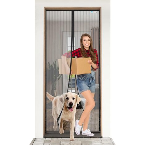 Mosquitera magnética para puerta de 90x200 cm. Fácil de instalar sin herramientas. Apta para mascotas y niños. Color negro. (1/4)