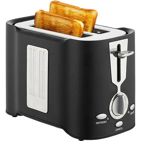 Grille-pain 2 tranches à fente extra-large, 7 niveaux de brunissage, idéal pour le pain, les muffins anglais et les bagels, avec ramasse-miettes, noir, prise américaine. (1/5)