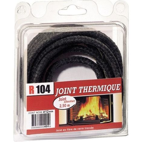 Joint de cheminée en fibre de verre – Diamètre 12 mm, longueur 2,50 m + tube de colle inclus – Réf. R104 (1/4)