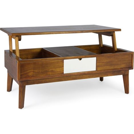 Table basse relevable bois massif de mindi Kretos 115cm (1/5)