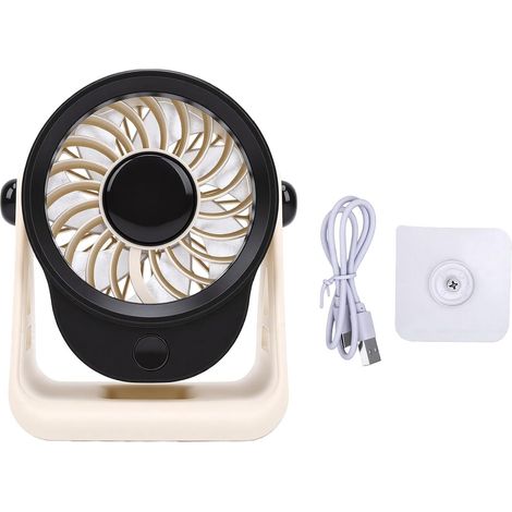 Mini Desk Fan, Rechargeable Fan with 360° Adjustable Angle, 4 Speeds, 1200 mAh Battery, Powerful Airflow and Wall Mount for Office, Camping (GRAY) (1/5)