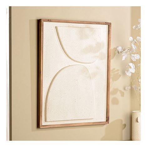 SANDY - Décoration murale 62x82cm formes en bois de Pin recyclé blanc (1/6)
