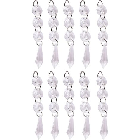 10 Perles Cristal Acrylique Transparentes pour Rideau Lumineux Décoration Mariage Maison (1/5)