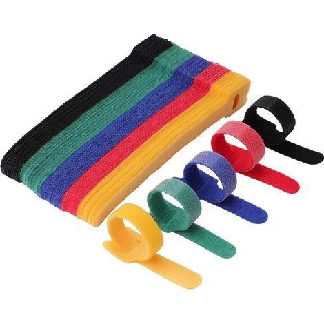 Lot de 50 attaches de câble réutilisables - Attaches de câble Velcro réglables pour PC, TV, bureau, gestion des câbles, organisation des câbles HDMI, USB, appareils électroniques, casques audio - 5 C (1/5)