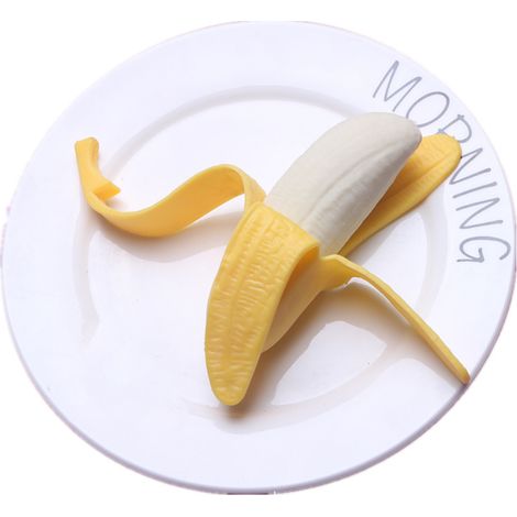 Jouet anti-stress à presser, doux et cireux, à rebond lent, en forme de banane, pour se détendre. (1/3)