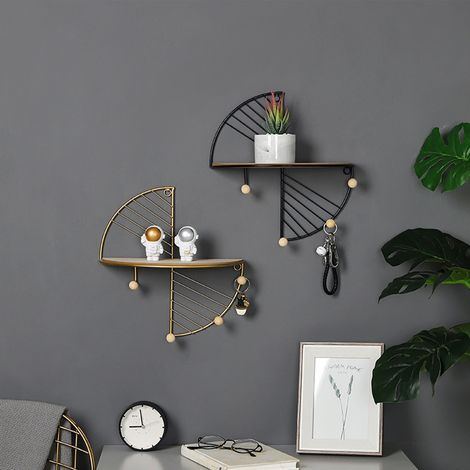 Étagère murale ronde simple, multifonctionnelle, style géométrique, pour le rangement de la chambre à coucher. (1/5)