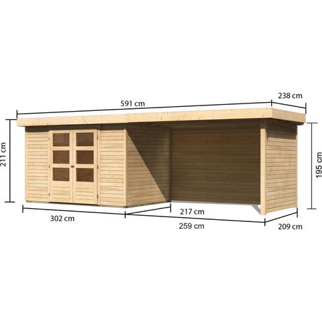 SH Askola 4 natur 302x217x211 im Set mit AD 2,80m und SW+RW