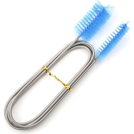 Spazzola per la pulizia dell'acquario KZQ, spazzola flessibile per acquario in acciaio inossidabile a doppia faccia, accessori per acquario per acquario, casa, cucina, 155 cm (1/4)