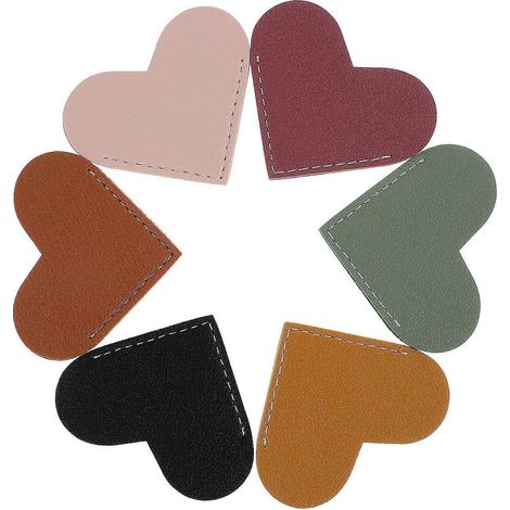 Set di 6 segnalibri in pelle a forma di cuore, mini segnalibri a forma di cuore, segnalibri angolari, regali portatili per bambini (1/5)
