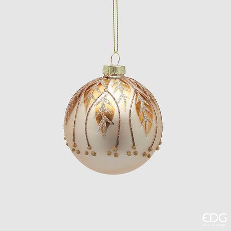 EDG Enzo De Gasperi Addobbo Palla di Natale Foglie D 8 Cm Vetro Amber