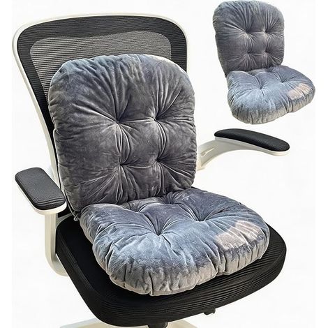 Set of 2 garden chair cushions with high back: seat cushion 43 x 43 cm + back 43 x 43 cm, 8 cm thick, for garden, balcony, office (1/5)