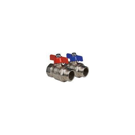 Herotec Kugelhahn (2Stück=1Set Rot/Blau) 1 Außengewindex1 IG Länge = 70mm
