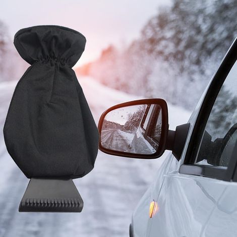Grattoir Vitre Voiture avec Gants, Gratte Givre Pare Brise Moufle, Grattoir à Glace avec Gants Raclette Pare Brise, Noir (1/5)