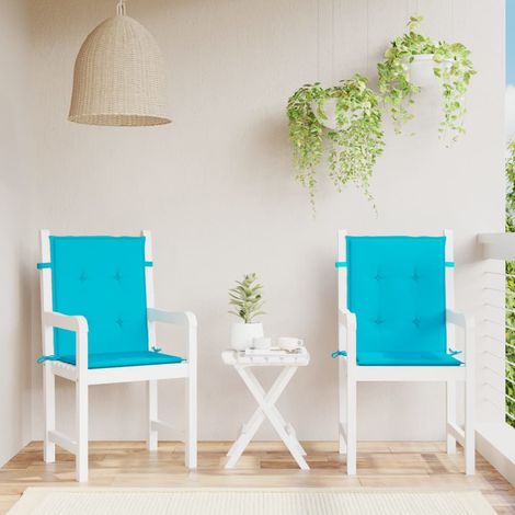 Coussins de chaise à dossier bas lot de 2 turquoise tissu (1/5)