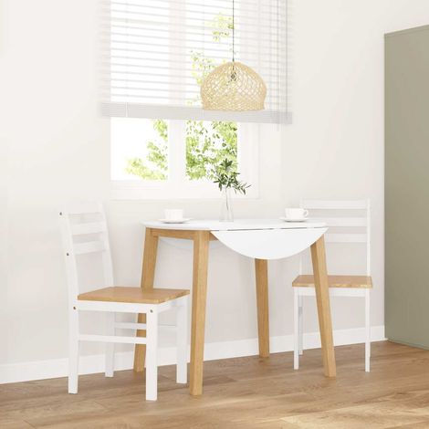 Sillas de comedor 2 unidades madera maciza de caucho blanco vidaXL (1/5)