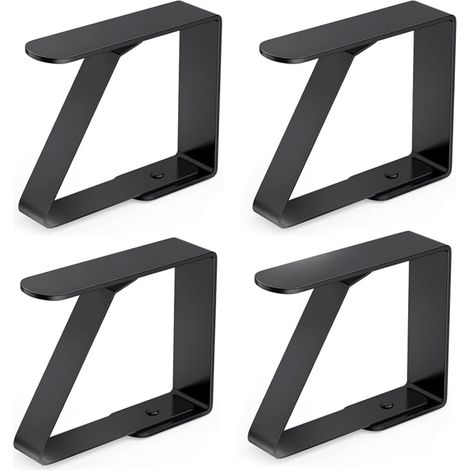 Lot de 4 pinces à nappe Noir - 8 x 7 cm - Pour tables épaisses - en acier inoxydable - Facile à nettoyer - Fixation pour de nombreux types de tables (1/5)