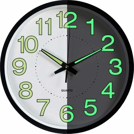 Horloge Murale à Gros Chiffres - Moderne à Quartz Silencieuse sans Tic-tac - Cadran Fluorescent pour Salon, Cuisine, Bureau, Chambre