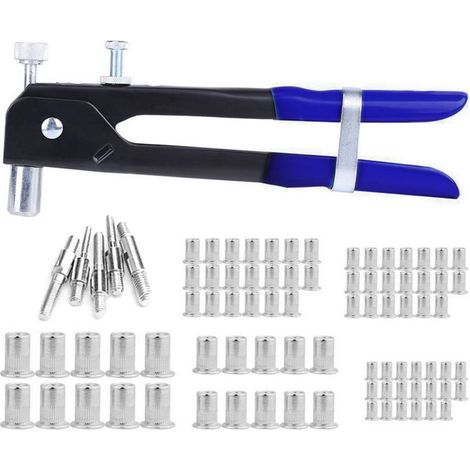 86PCS Pistolet à rivets pour écrous filetés M3-M8 Outil d'insertion de rivets Kit d'écrous à rivets (1/5)