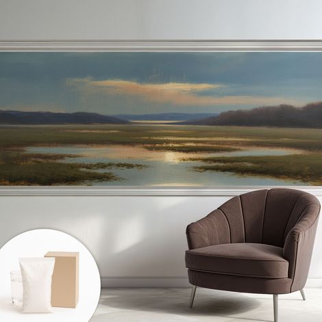Tapete Vliestapete mit Kleber für Wohnzimmer Schlafzimmer Küche - Wanddekoration Stimmungsvolle Landschaft 250x104 cm (1/5)